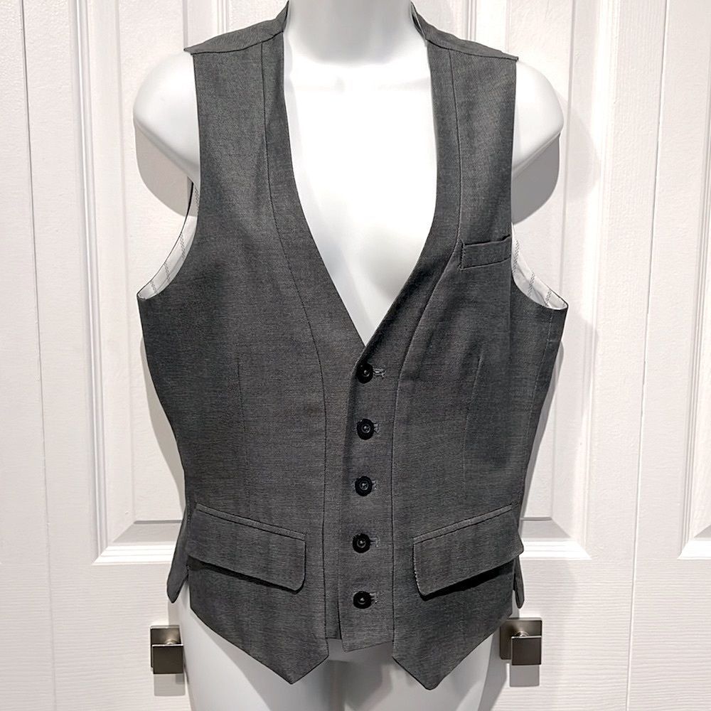 Guess Unisex Charcoal Grey Lined Button Closure Vest Size XS